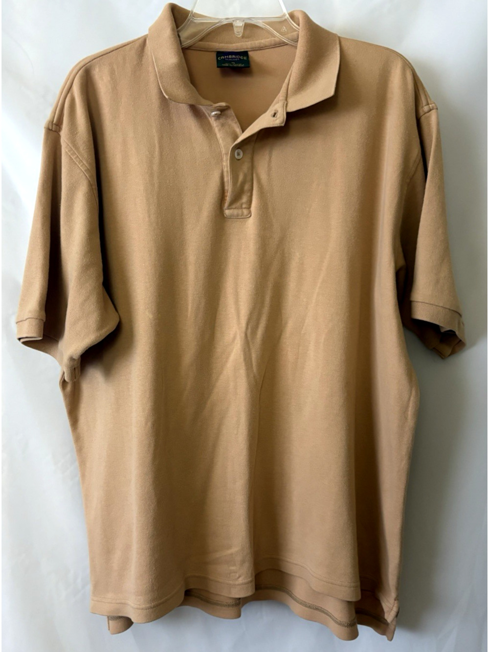Cambridge Classic Men Polo Shirt Size XL 100% Cotton Short Sleeve Beige